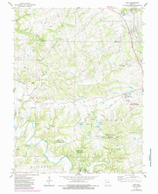 Classic USGS Eolia Missouri 7.5'x7.5' Topo Map Image