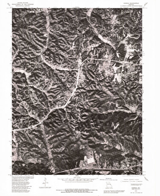 Classic USGS Eureka Missouri 7.5'x7.5' Topo Map Image