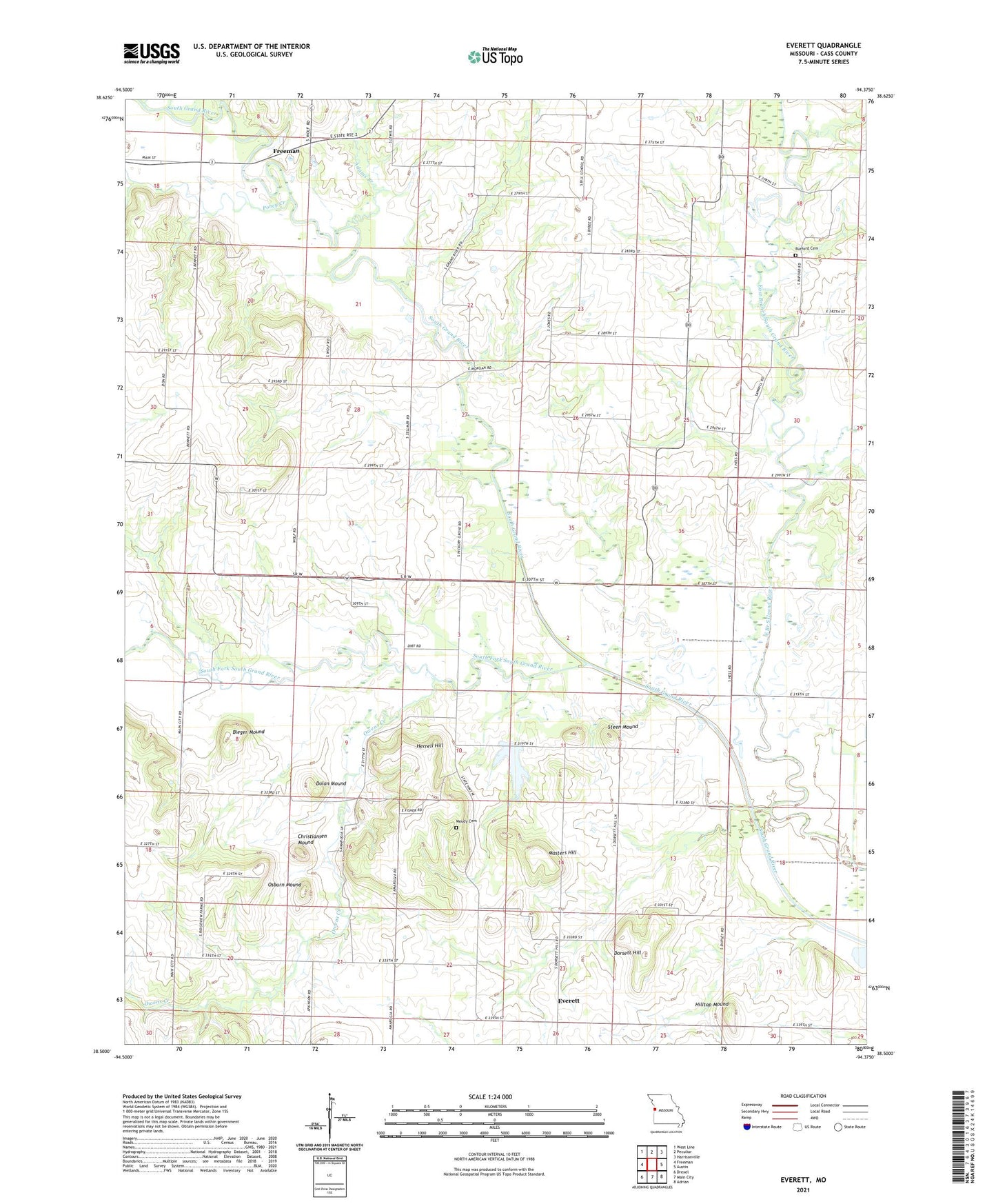 Everett Missouri US Topo Map Image