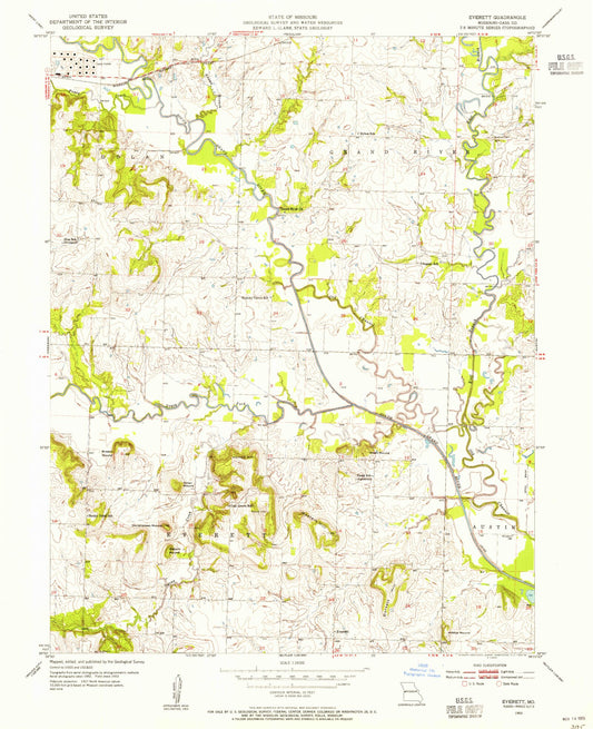 Classic USGS Everett Missouri 7.5'x7.5' Topo Map Image