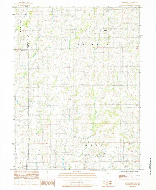 Classic USGS Eversonville Missouri 7.5'x7.5' Topo Map Image