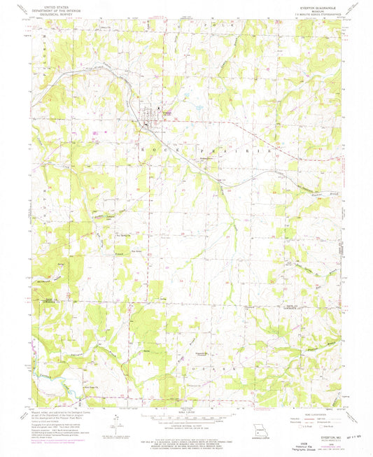 Classic USGS Everton Missouri 7.5'x7.5' Topo Map Image