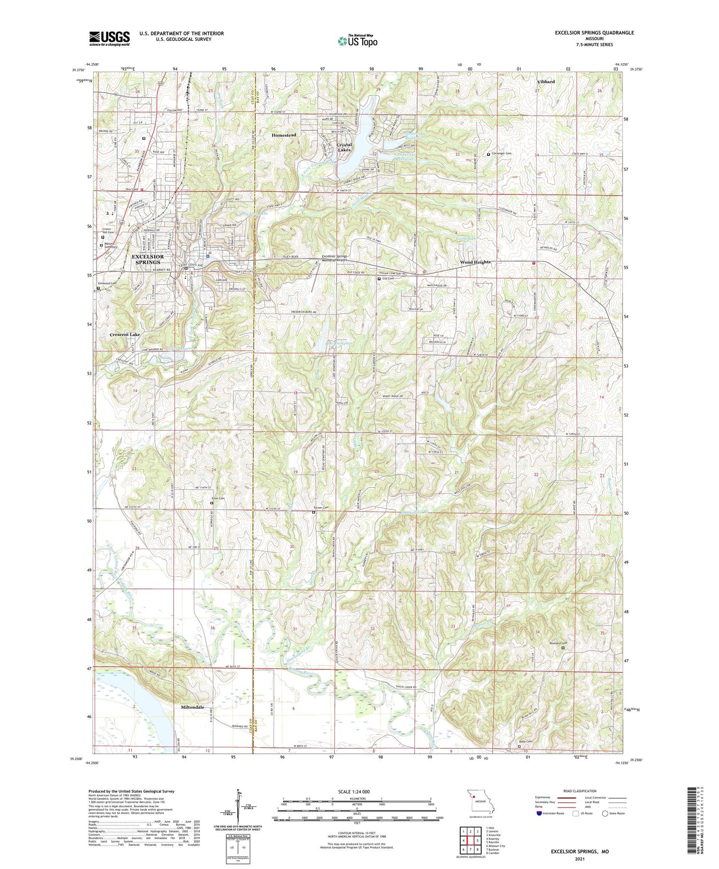 Excelsior Springs Missouri US Topo Map Image