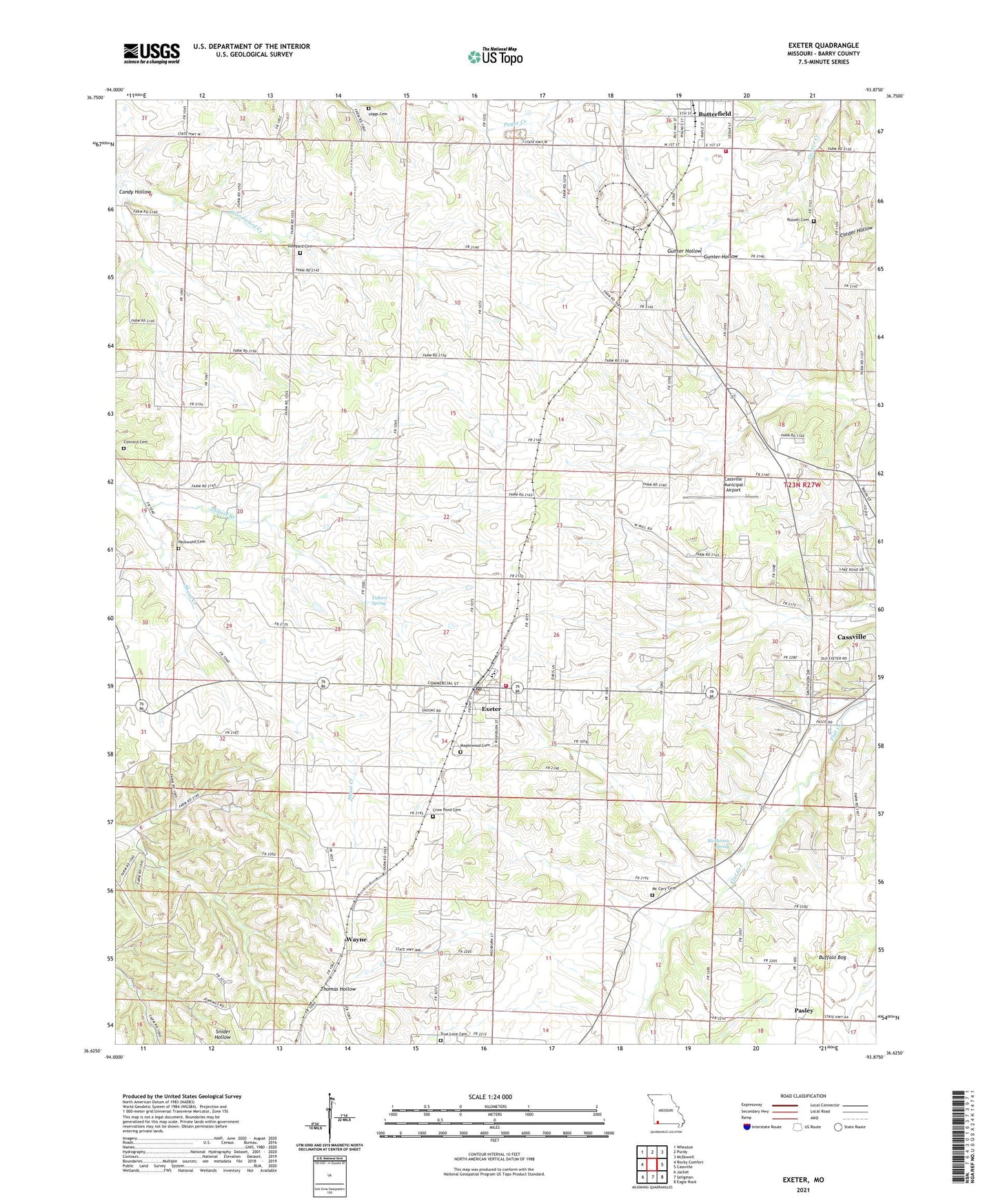 Exeter Missouri US Topo Map Image