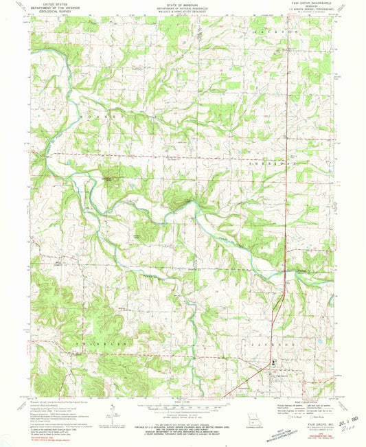 Classic USGS Fair Grove Missouri 7.5'x7.5' Topo Map Image