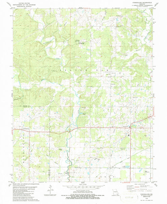 Classic USGS Fairdealing Missouri 7.5'x7.5' Topo Map Image