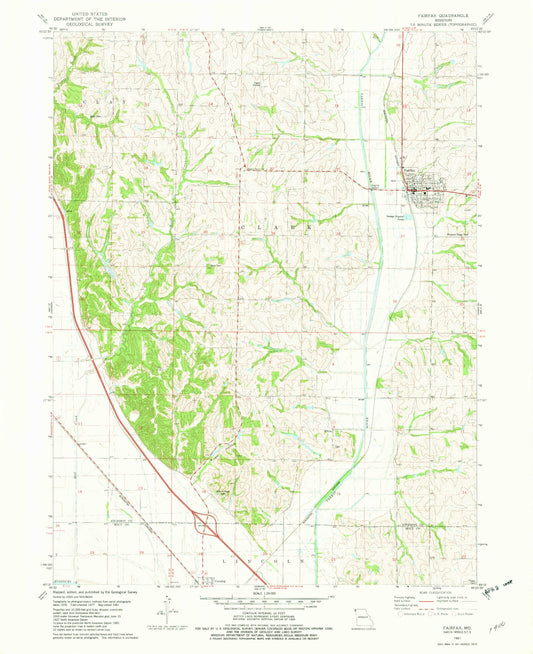 Classic USGS Fairfax Missouri 7.5'x7.5' Topo Map Image