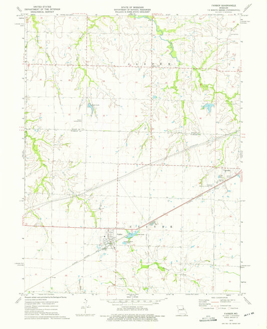 Classic USGS Farber Missouri 7.5'x7.5' Topo Map Image