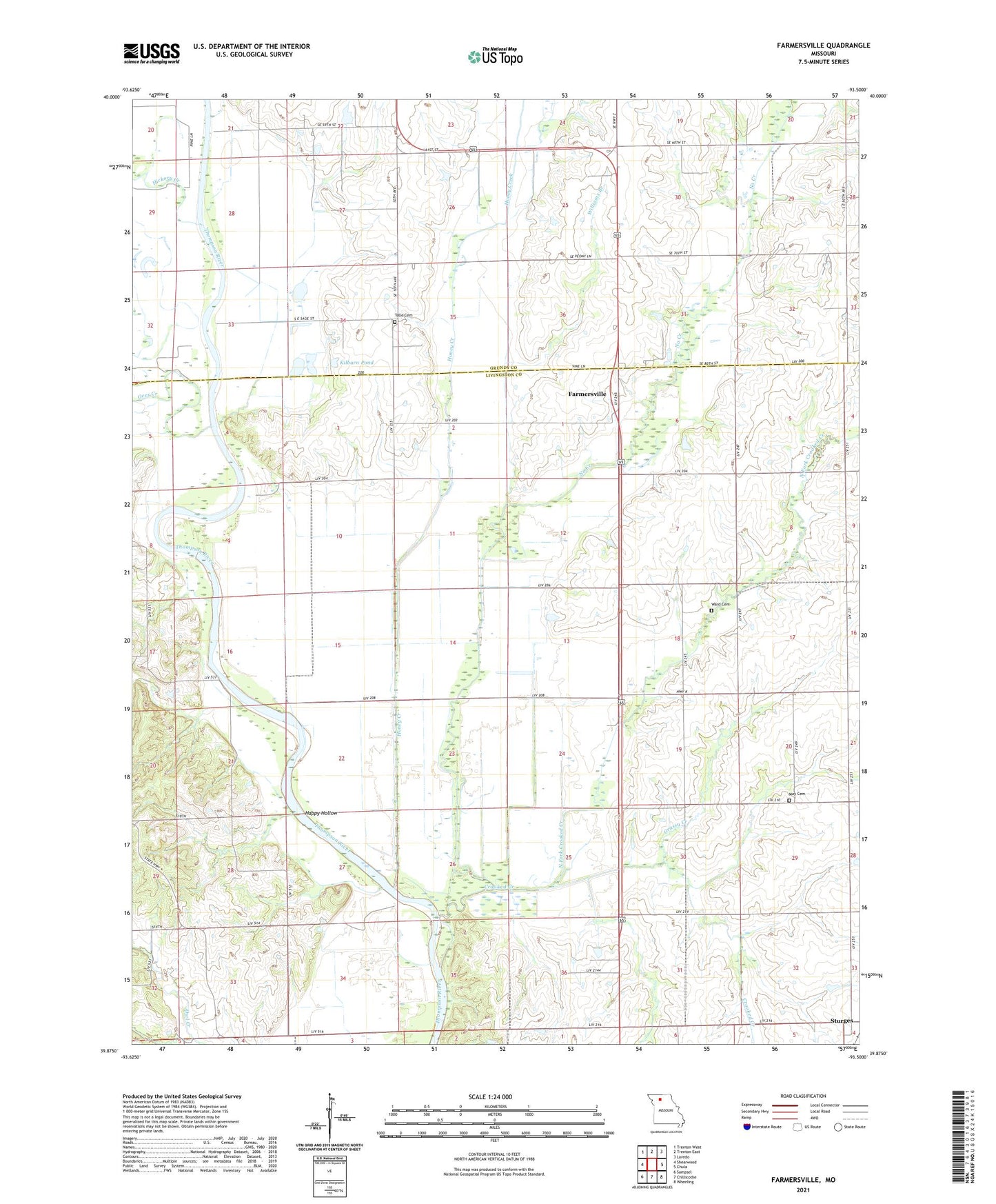 Farmersville Missouri US Topo Map Image