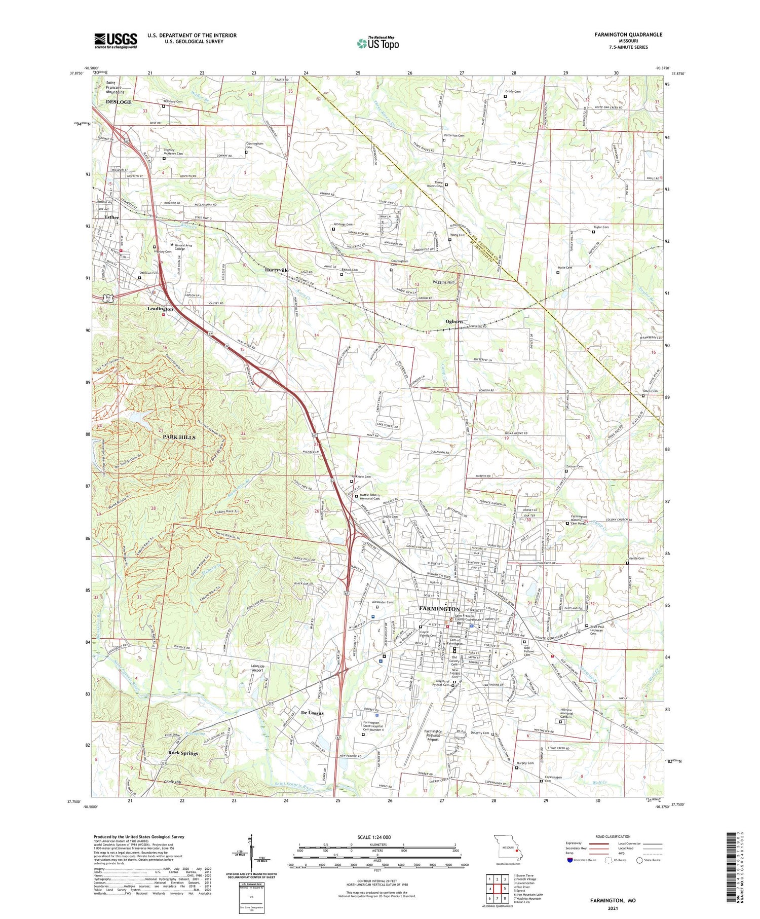 Farmington Missouri US Topo Map Image