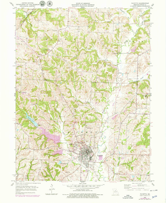 Classic USGS Fayette Missouri 7.5'x7.5' Topo Map Image
