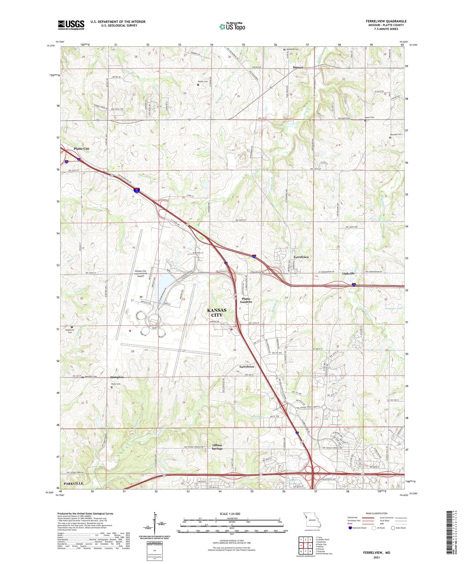 Ferrelview Missouri US Topo Map Image