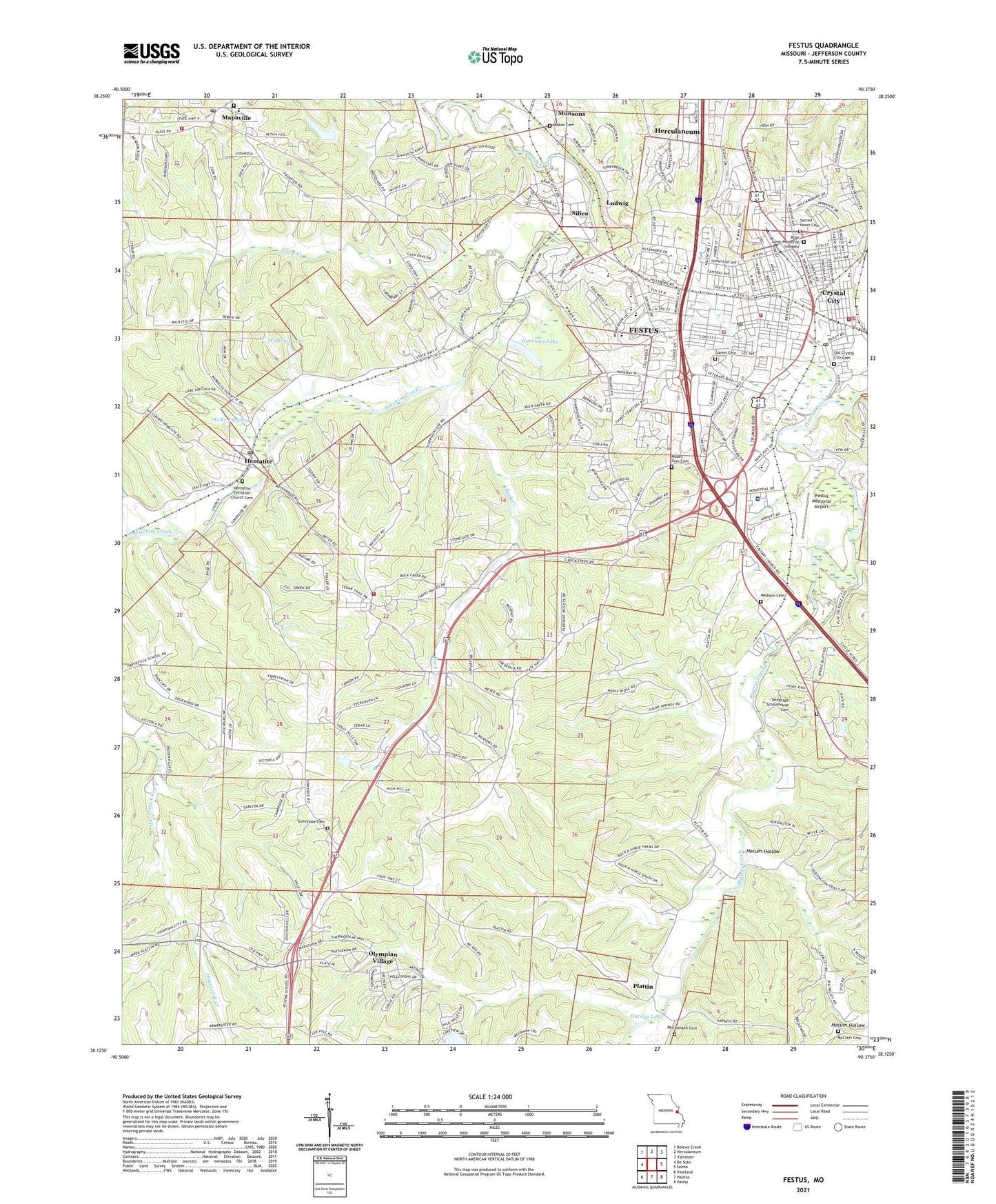 Festus Missouri US Topo Map Image