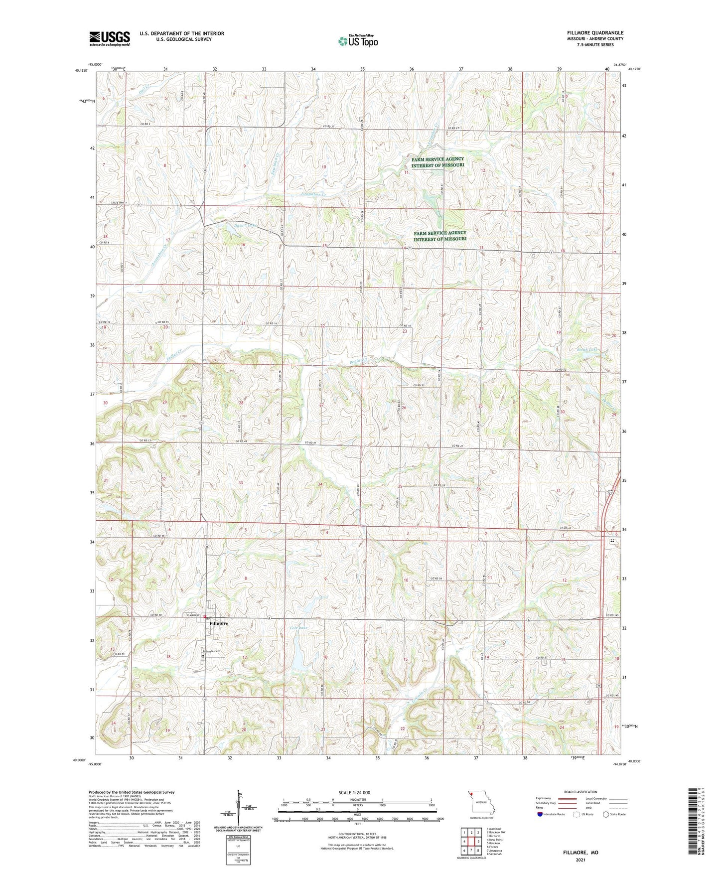 Fillmore Missouri US Topo Map Image