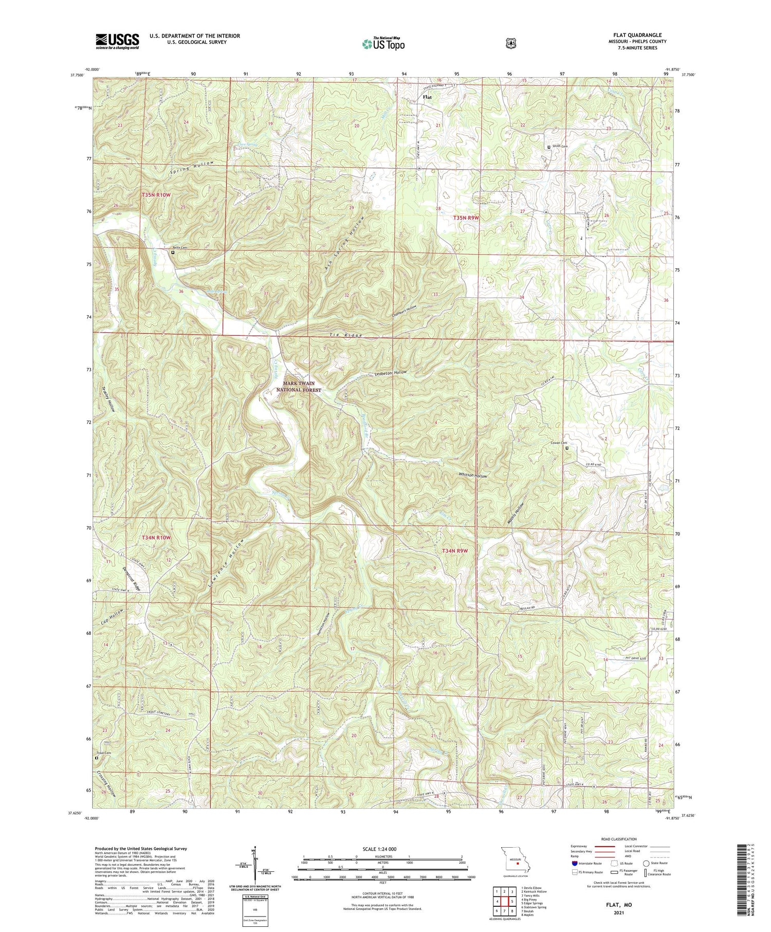 Flat Missouri US Topo Map Image