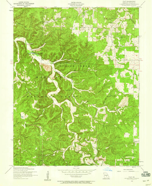Classic USGS Flat Missouri 7.5'x7.5' Topo Map Image