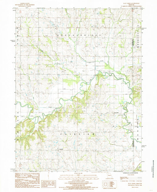 Classic USGS Flat Creek Missouri 7.5'x7.5' Topo Map Image