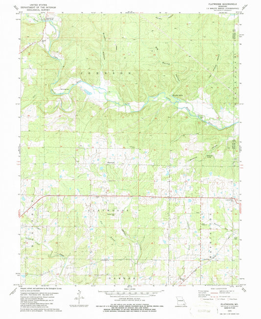 Classic USGS Flatwoods Missouri 7.5'x7.5' Topo Map Image