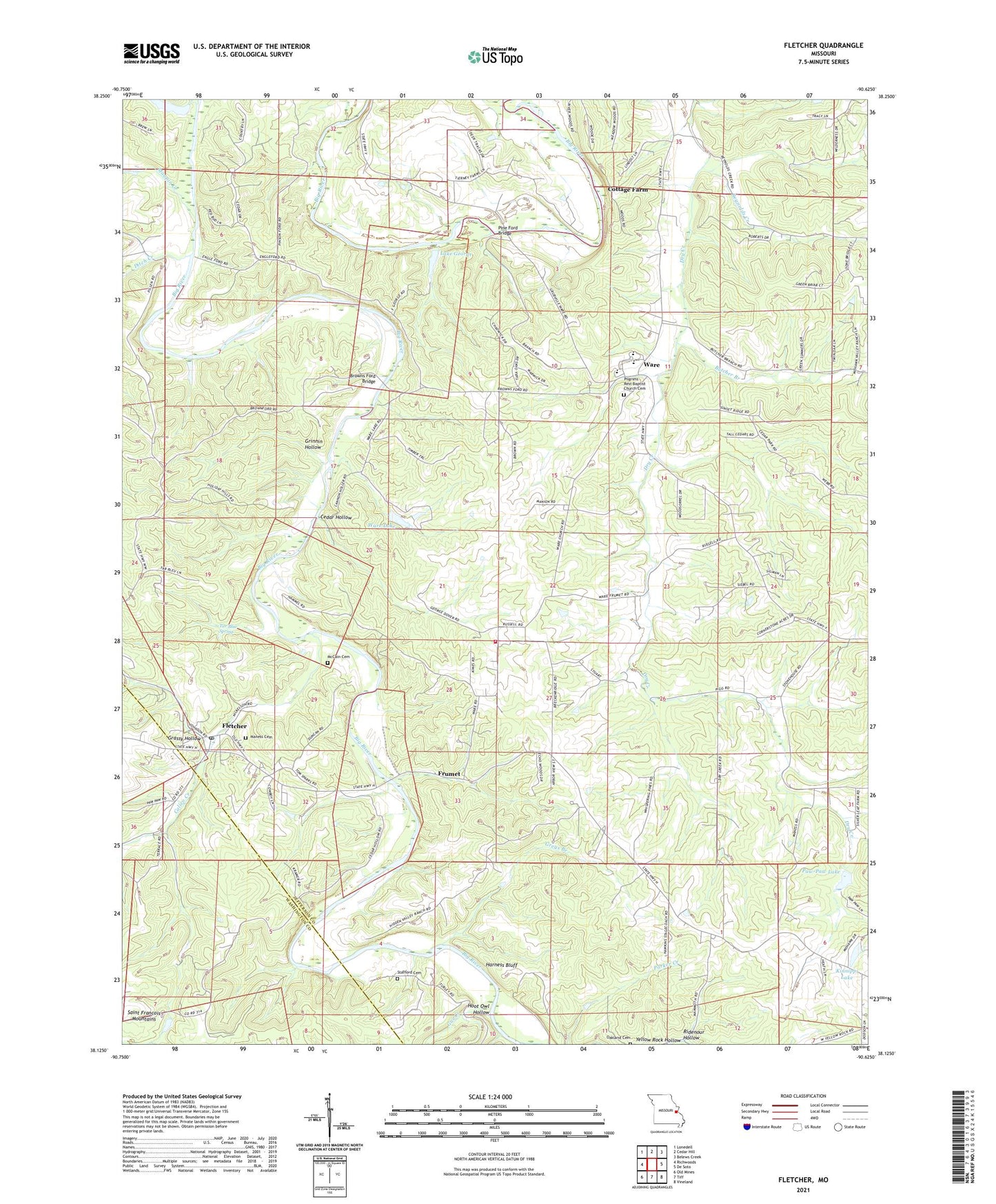 Fletcher Missouri US Topo Map Image