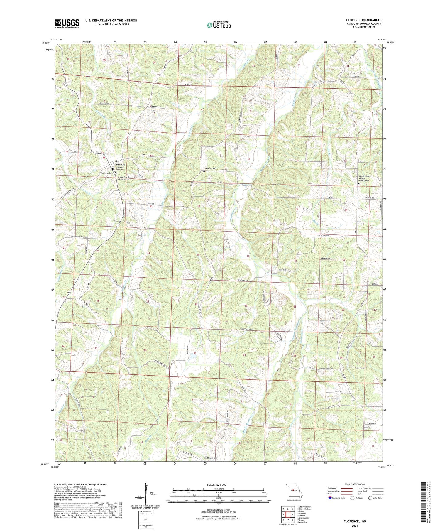 Florence Missouri US Topo Map Image