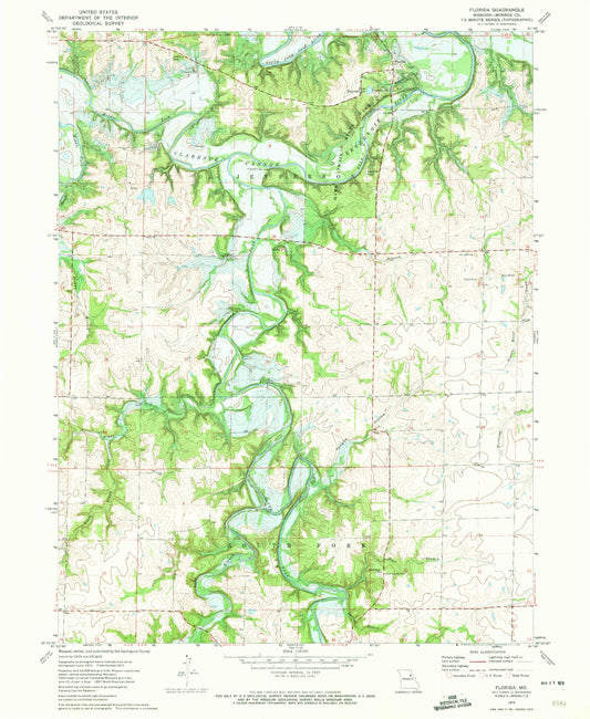 Classic USGS Florida Missouri 7.5'x7.5' Topo Map Image