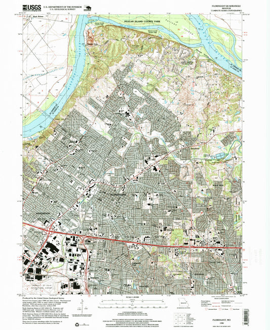 Classic USGS Florissant Missouri 7.5'x7.5' Topo Map Image
