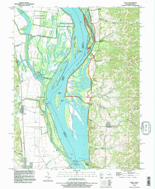 Classic USGS Foley Missouri 7.5'x7.5' Topo Map Image