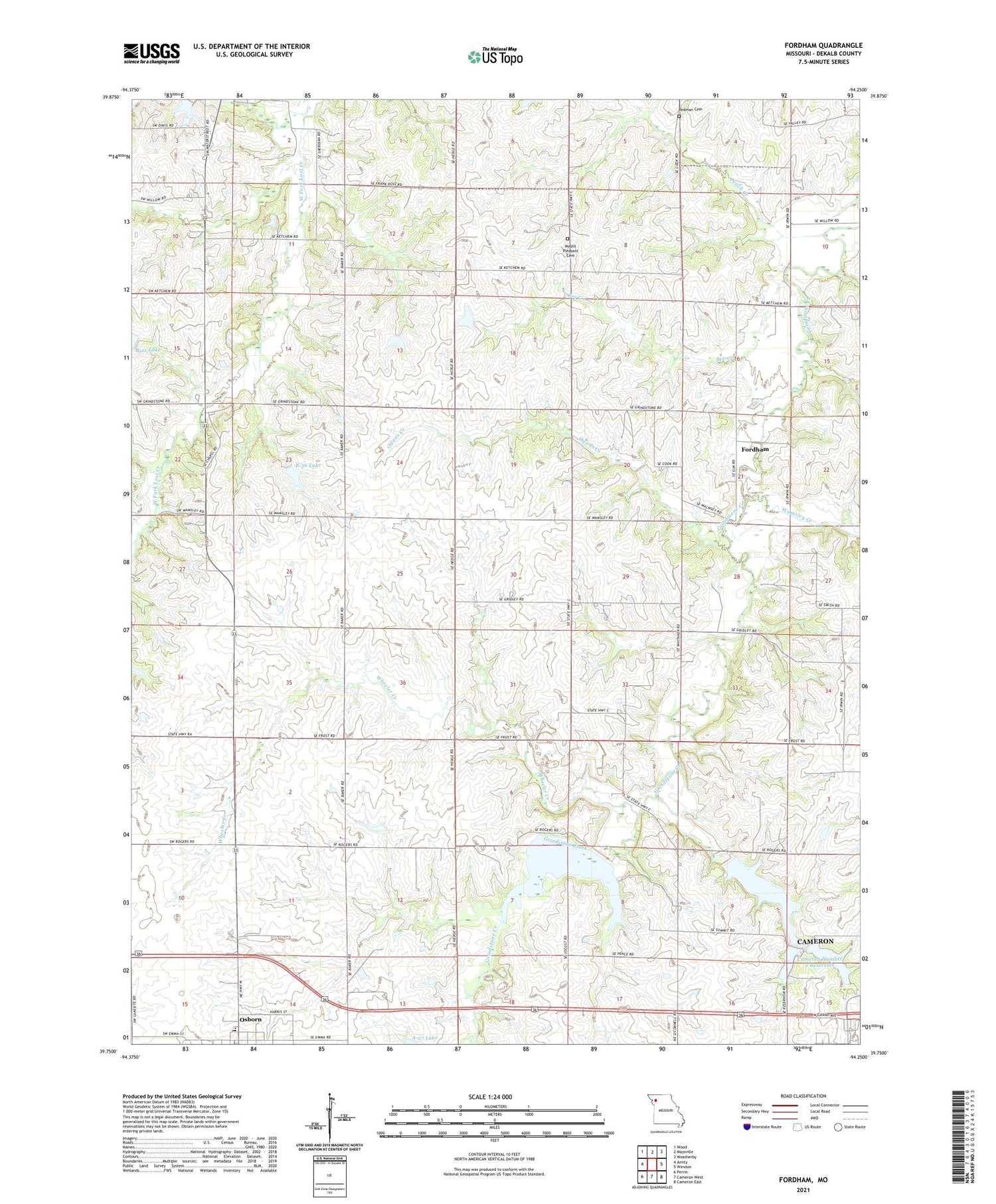 Fordham Missouri US Topo Map Image