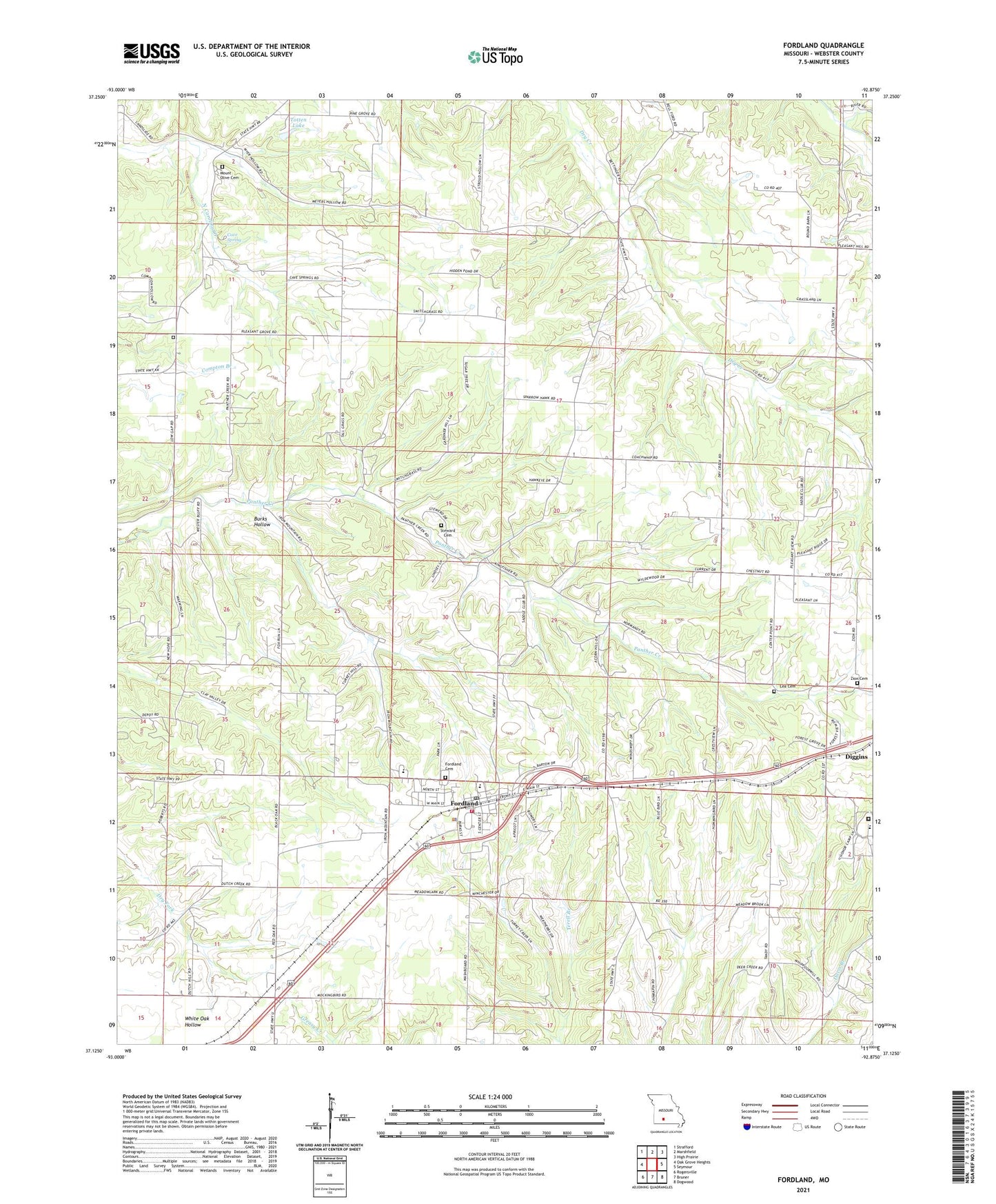 Fordland Missouri US Topo Map Image