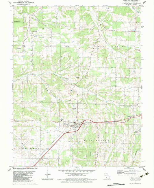 Classic USGS Fordland Missouri 7.5'x7.5' Topo Map Image