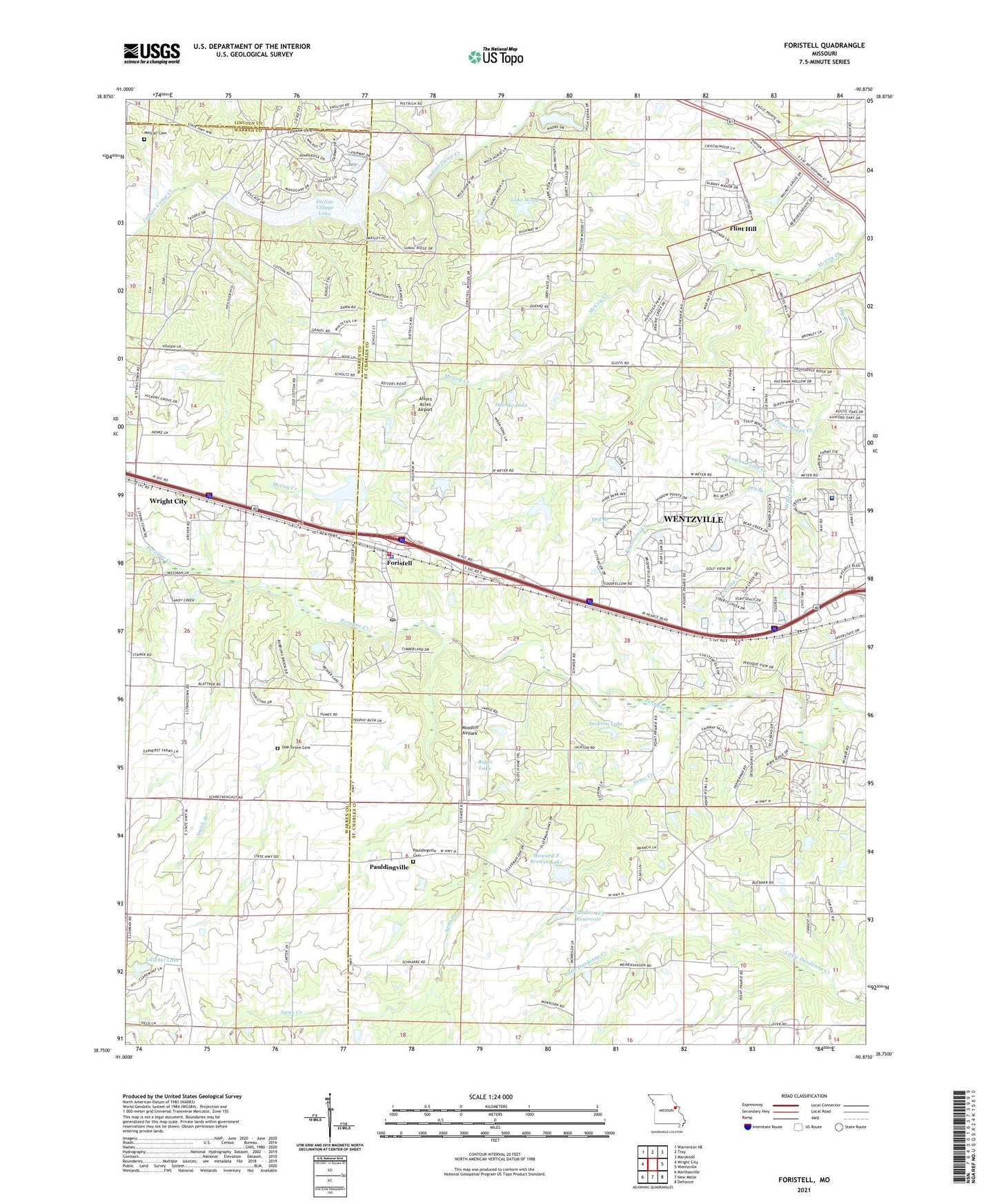 Foristell Missouri US Topo Map Image