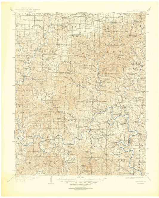 Historic 1907 Forsyth Missouri 30'x30' Topo Map Image