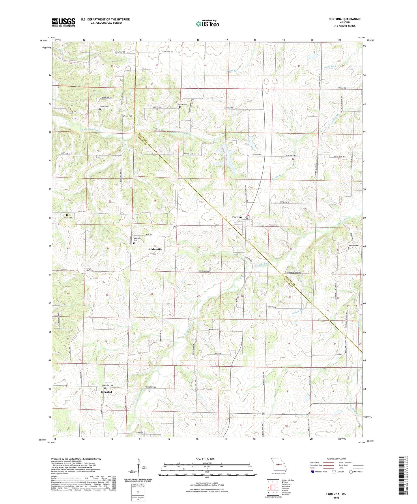 Fortuna Missouri US Topo Map Image