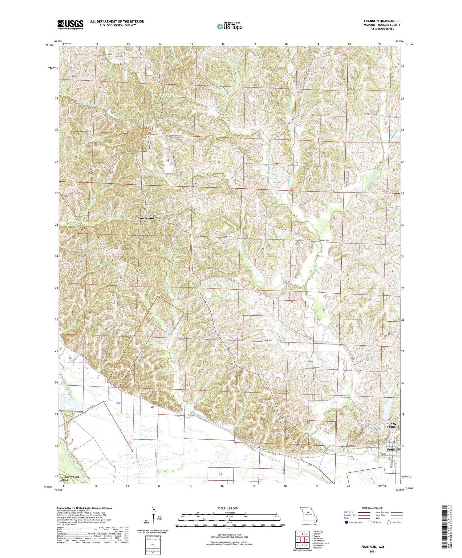 Franklin Missouri US Topo Map Image