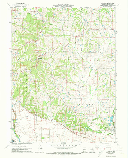 Classic USGS Franklin Missouri 7.5'x7.5' Topo Map Image