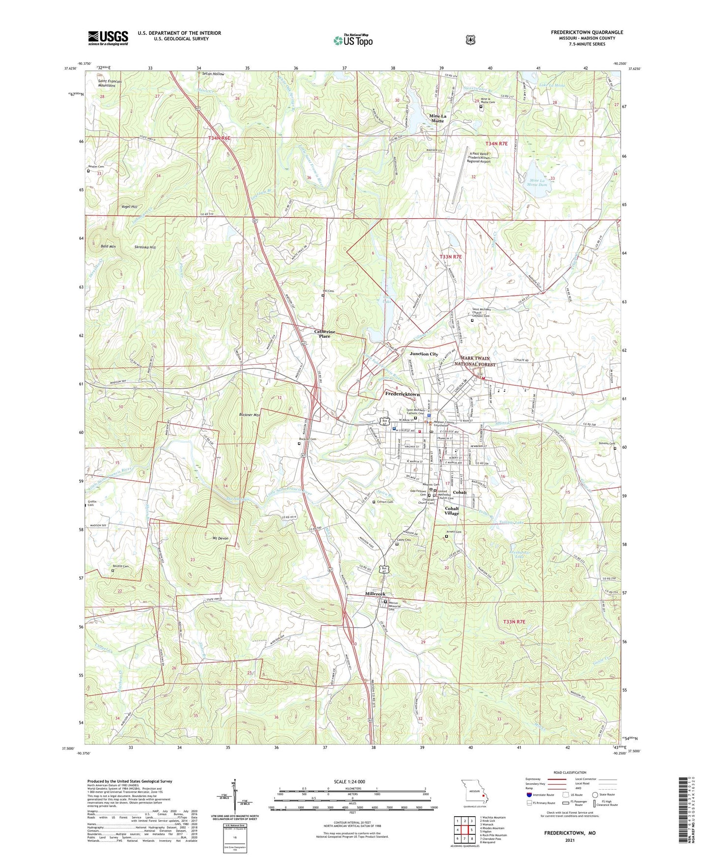 Fredericktown Missouri US Topo Map Image
