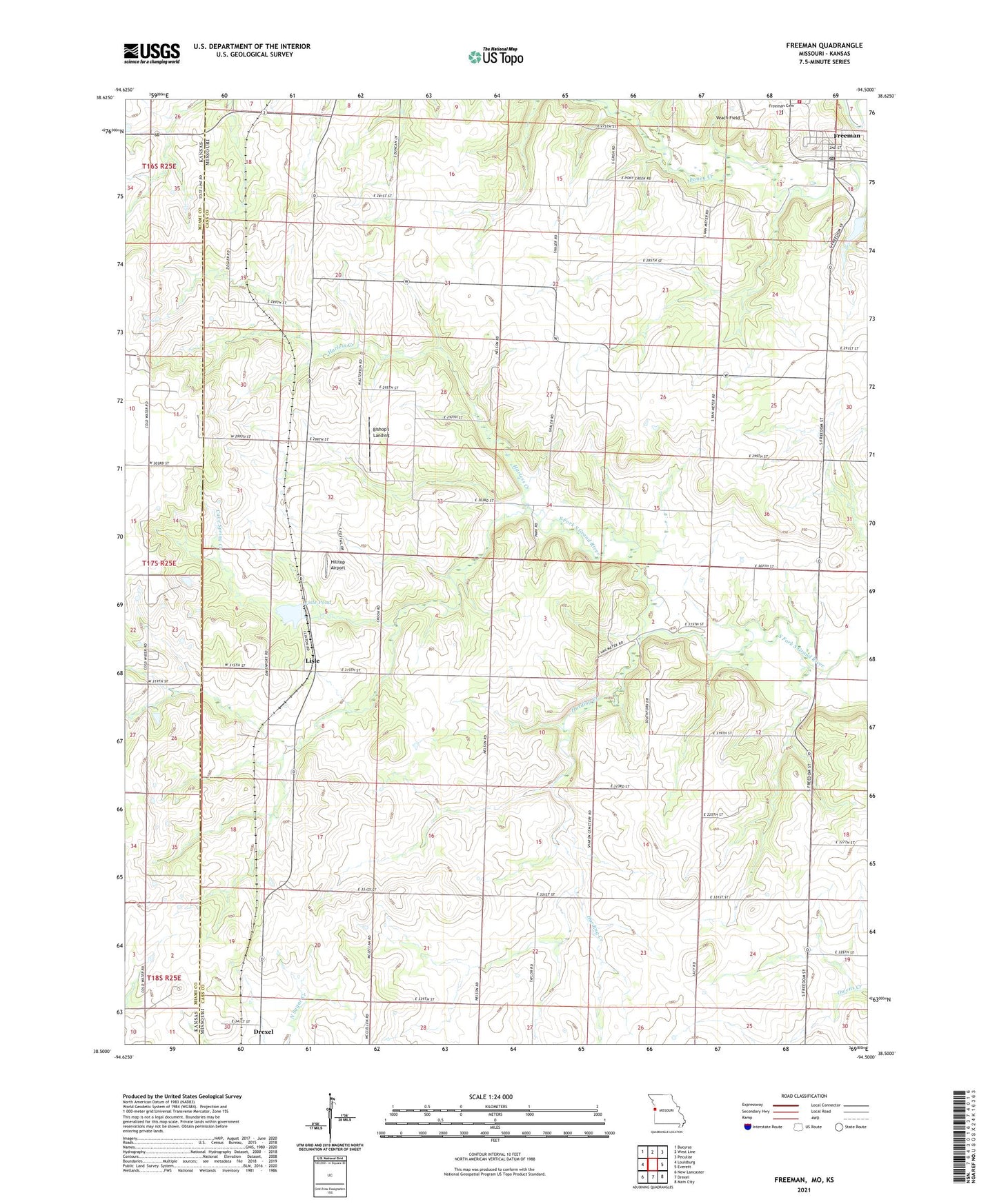 Freeman Missouri US Topo Map Image