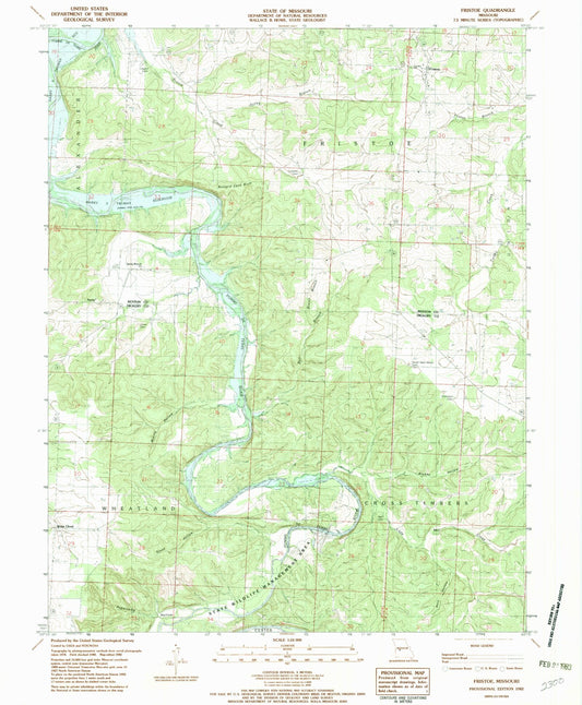 Classic USGS Fristoe Missouri 7.5'x7.5' Topo Map Image