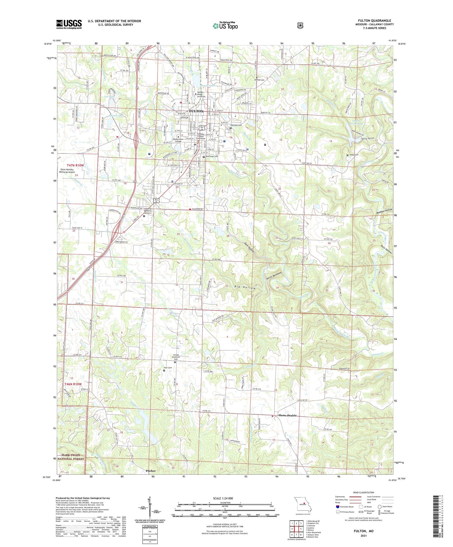 Fulton Missouri US Topo Map Image