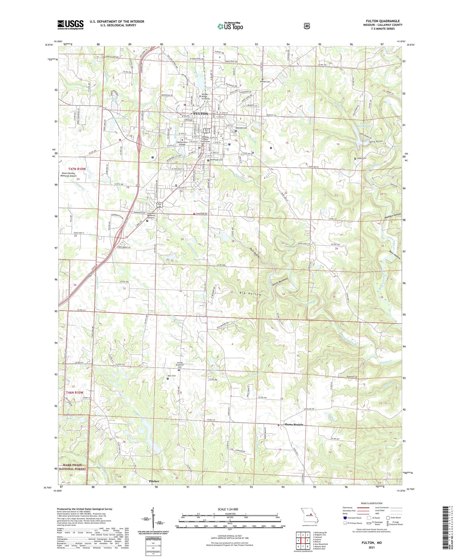 Fulton Missouri US Topo Map Image