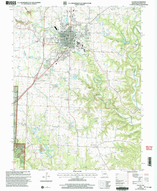 Classic USGS Fulton Missouri 7.5'x7.5' Topo Map Image