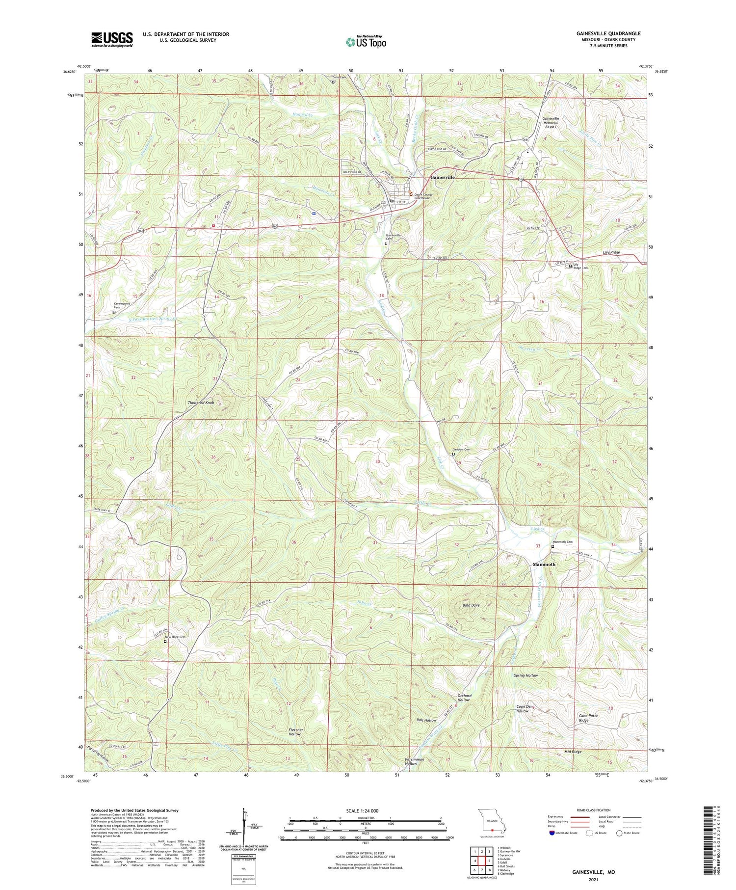 Gainesville Missouri US Topo Map Image