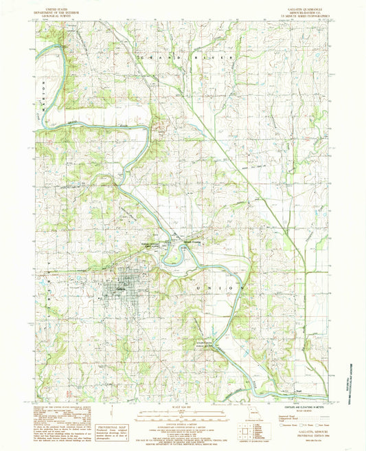 Classic USGS Gallatin Missouri 7.5'x7.5' Topo Map Image