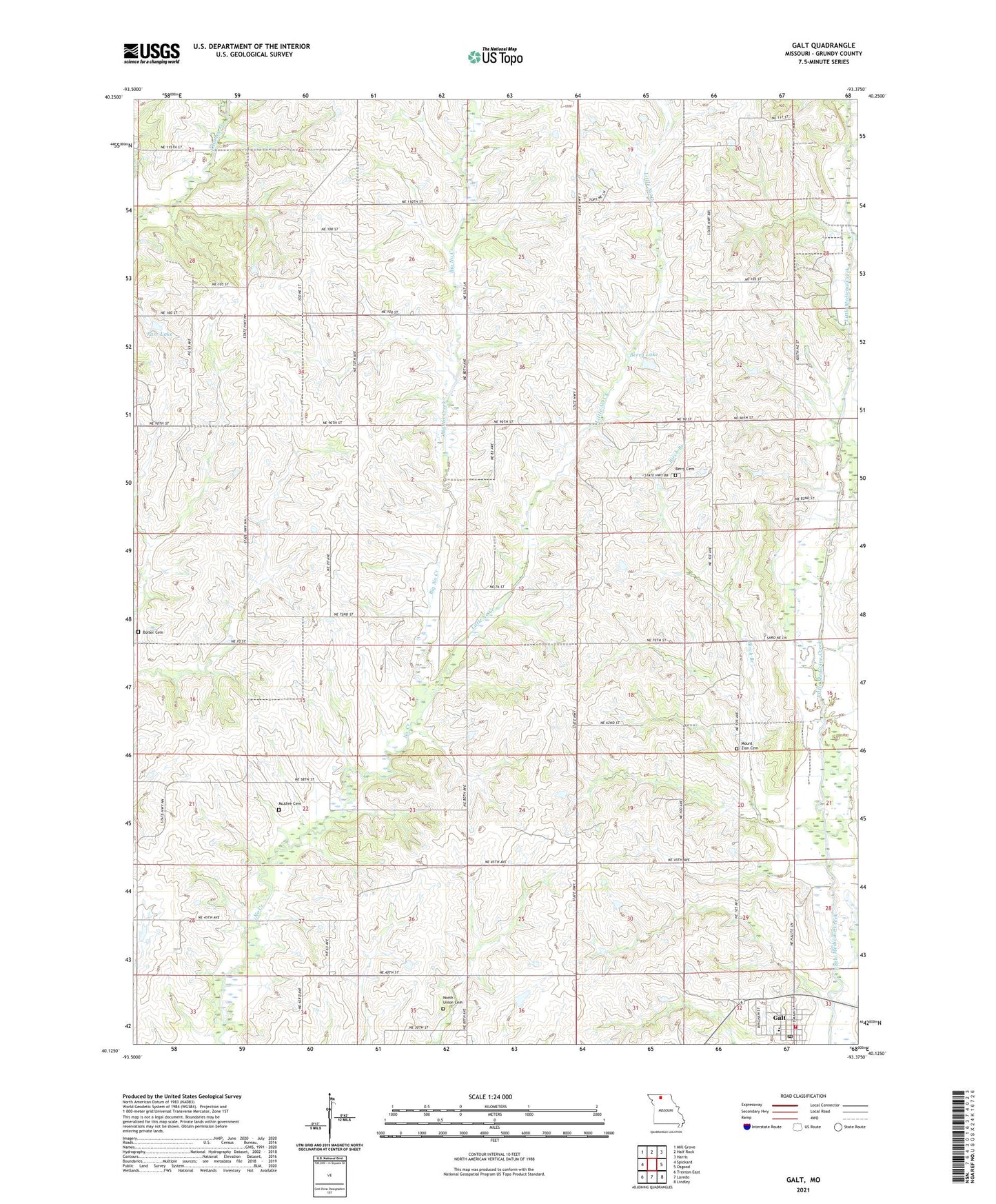Galt Missouri US Topo Map Image