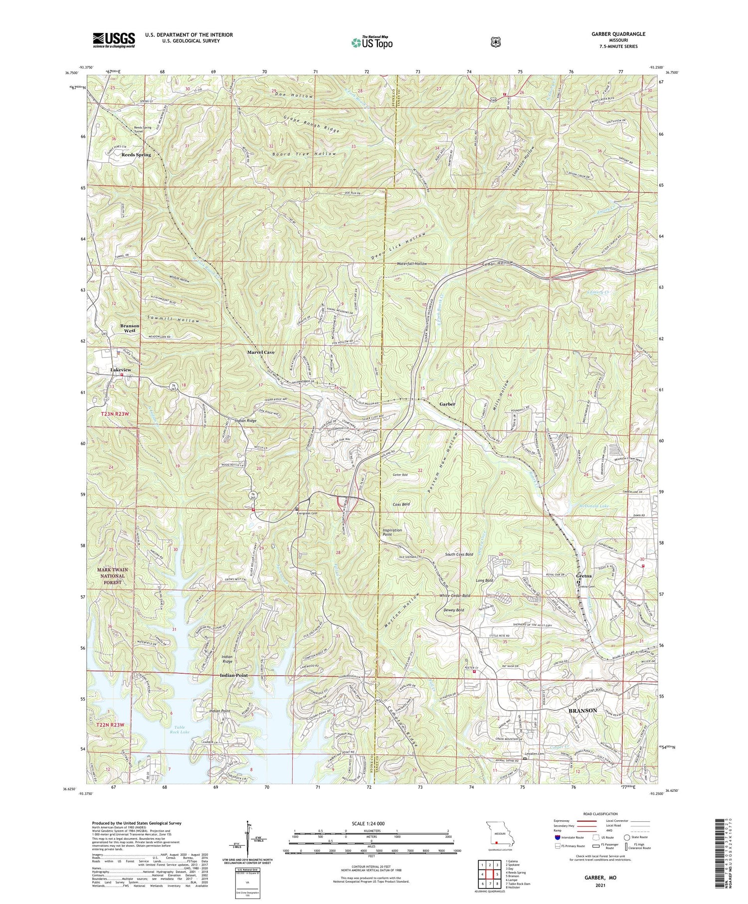 Garber Missouri US Topo Map Image