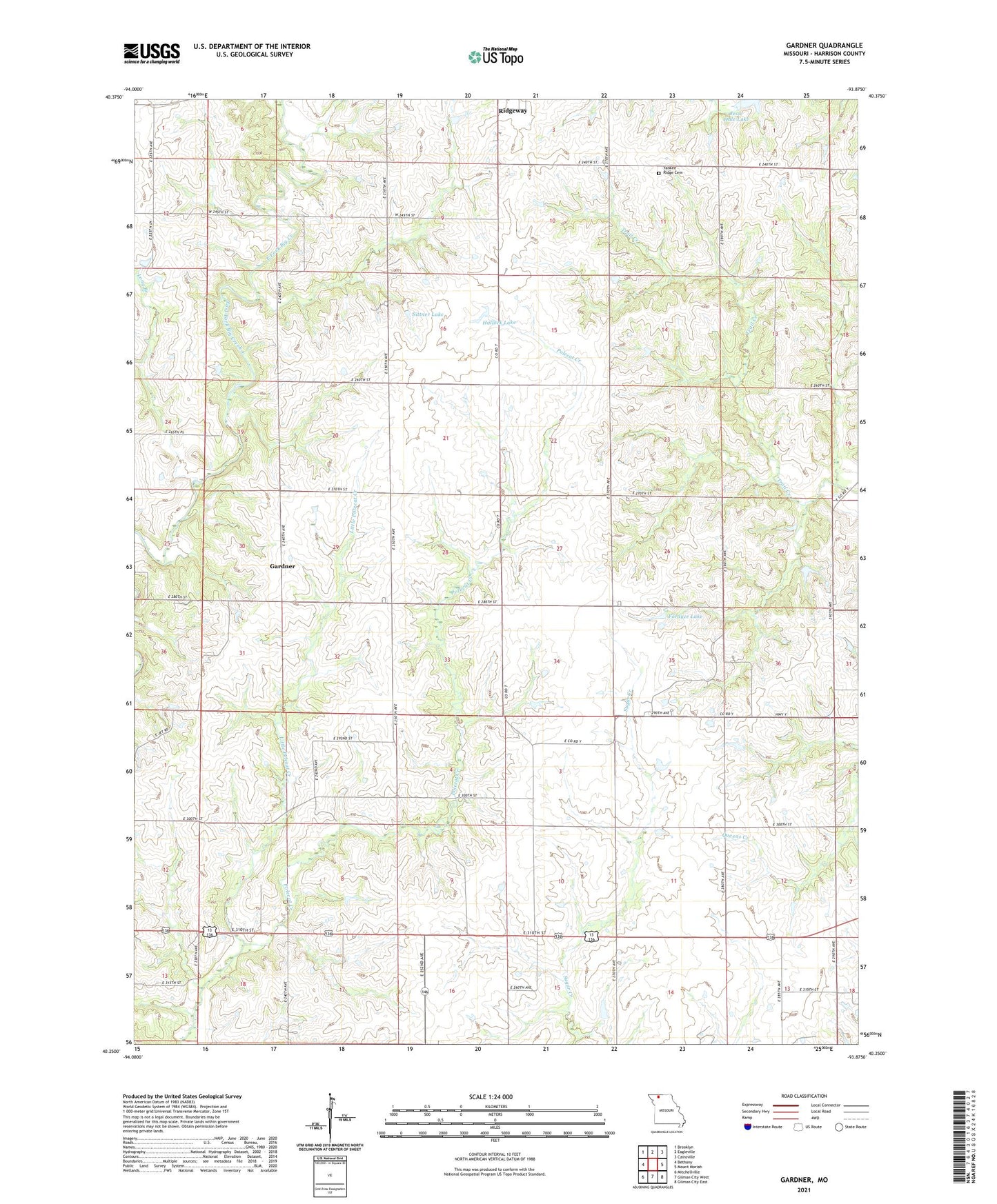 Gardner Missouri US Topo Map Image