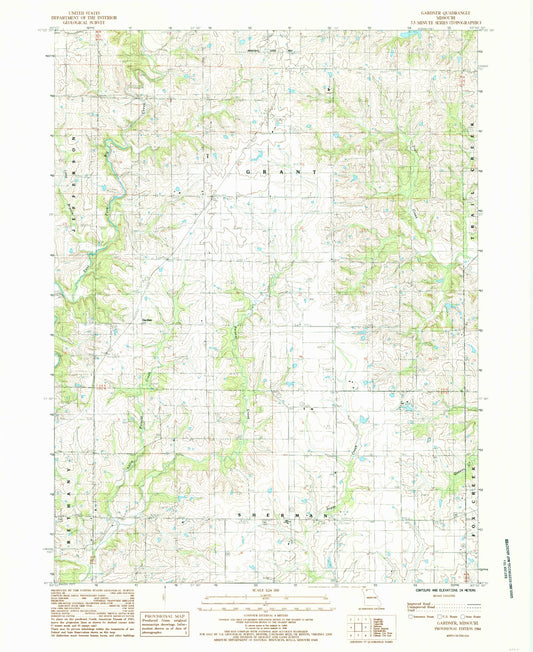 Classic USGS Gardner Missouri 7.5'x7.5' Topo Map Image