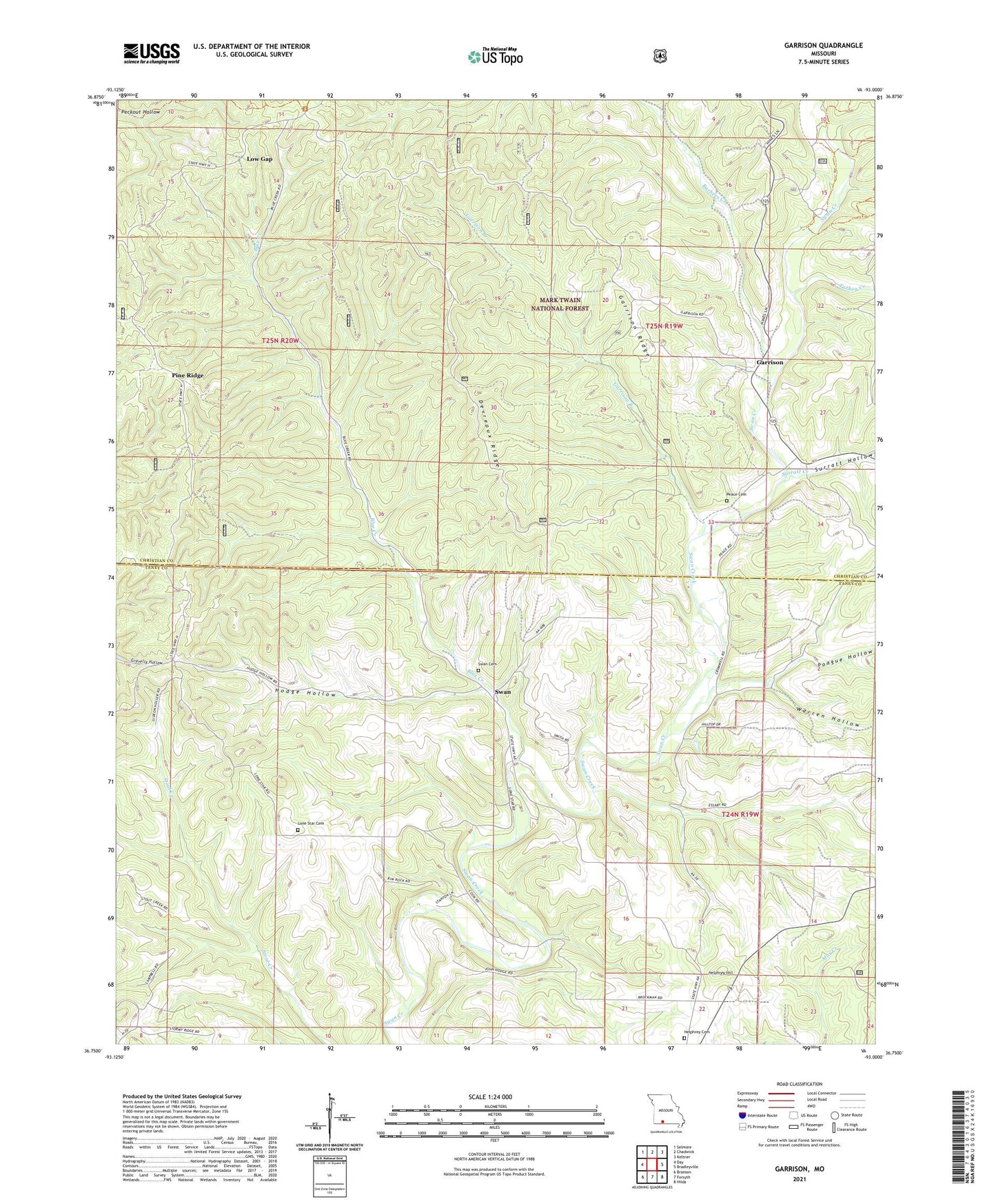Garrison Missouri US Topo Map Image