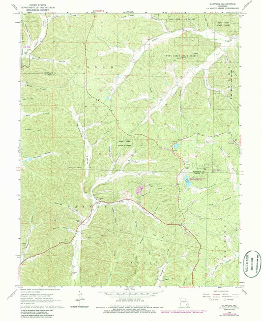 Classic USGS Garwood Missouri 7.5'x7.5' Topo Map Image