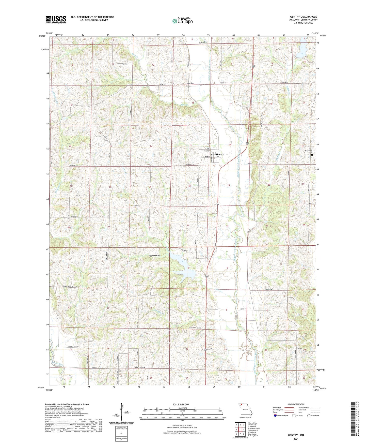 Gentry Missouri US Topo Map Image